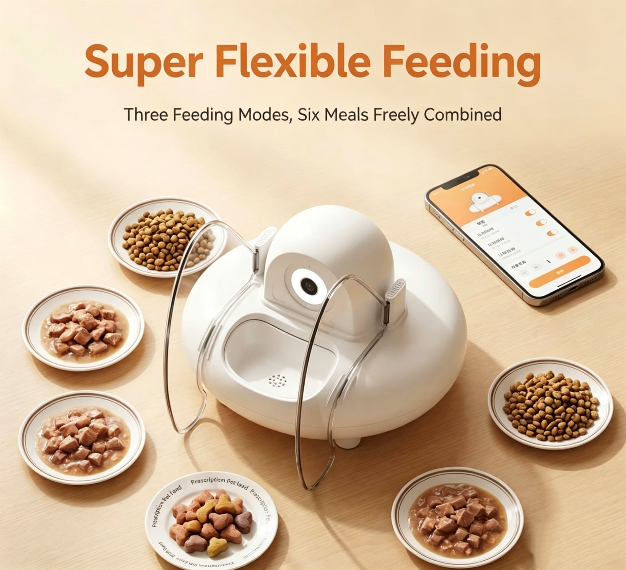 AI Face Recognition Smart Pet Feeder – Multi-Cat Automatic Dispenser, 6-Meal Compartments, Camera & App Control