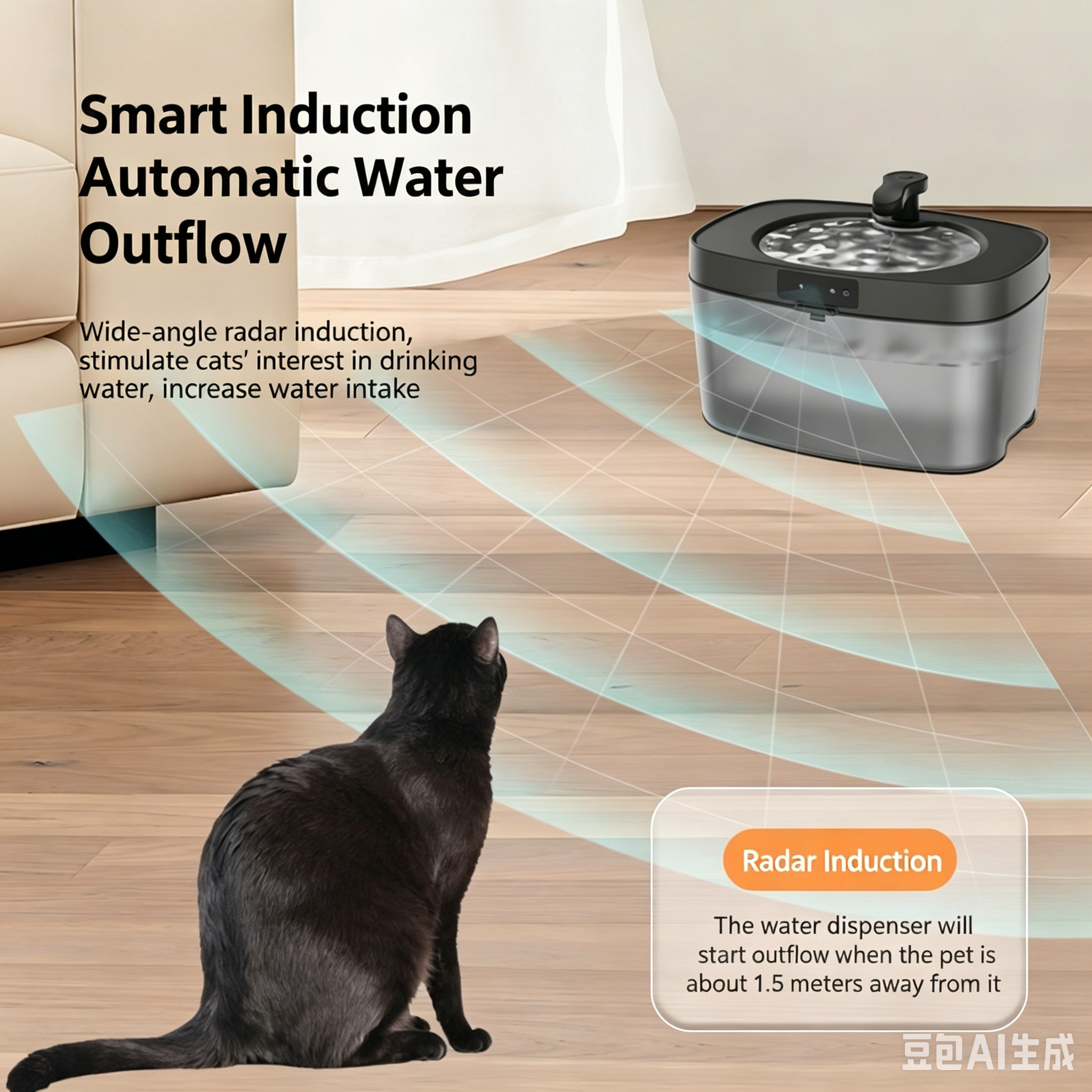 Cordless Pet Water Fountain – 5000mAh Battery, 180-Day Standby, Anti-Dry Burn, Dogs & Cats