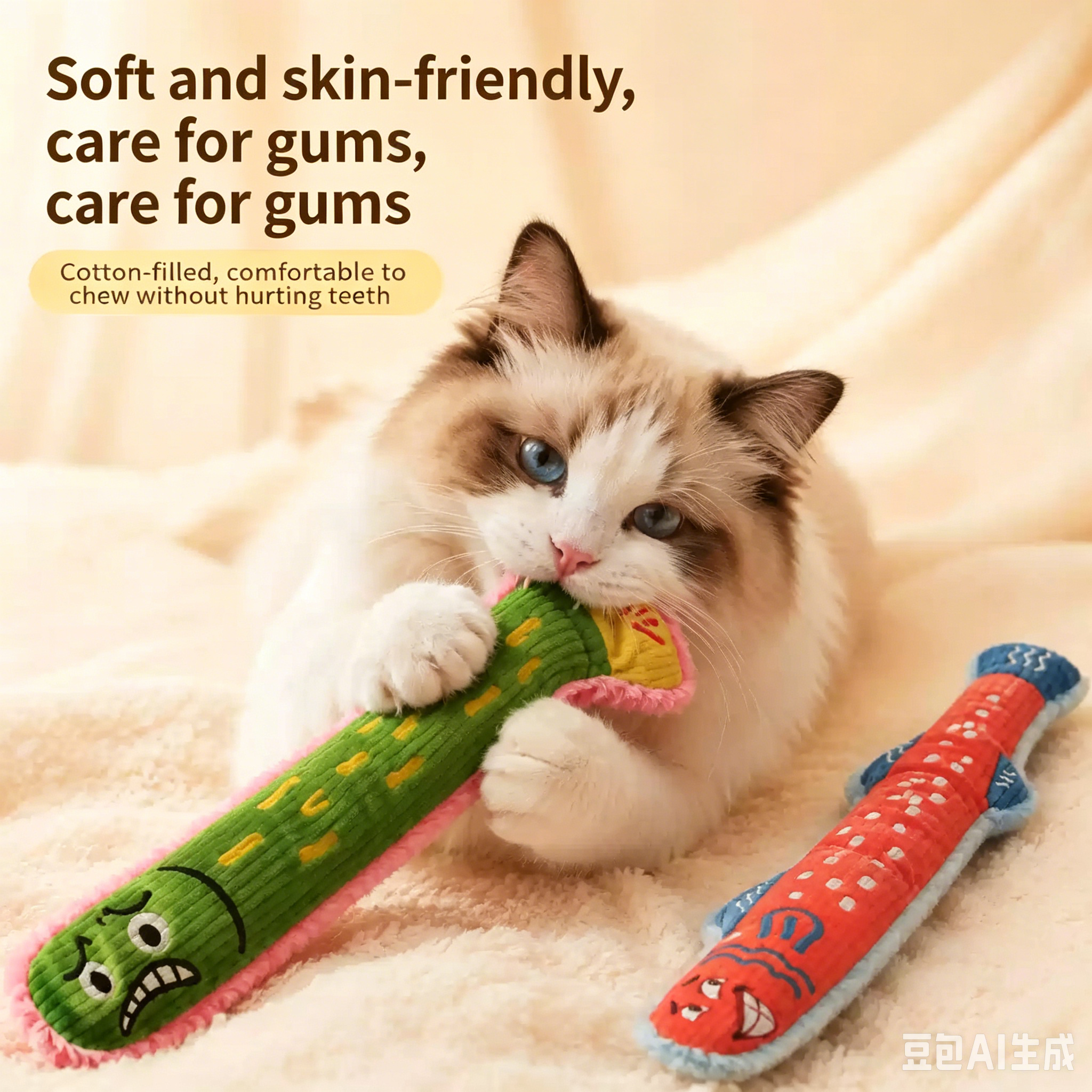 Large Cat Kicker Toy – 50cm Plush Fish Chew Toy with Crinkle Sound, Soft Cotton Filling, Safe for All Cats